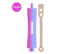 12 Rodillos De Cabello Estándar Con Clips Y Gomas Elásticas Para Rizos Y Ondas - Herramienta De Peluquería Sh-7
