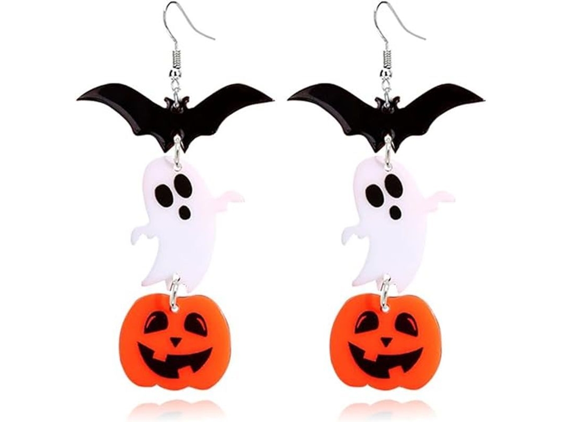 Pendientes De Halloween Con Un Lindo Fantasma, Calabaza Y Gato De Dibujos Animados En Acrílico Para Mujer.
