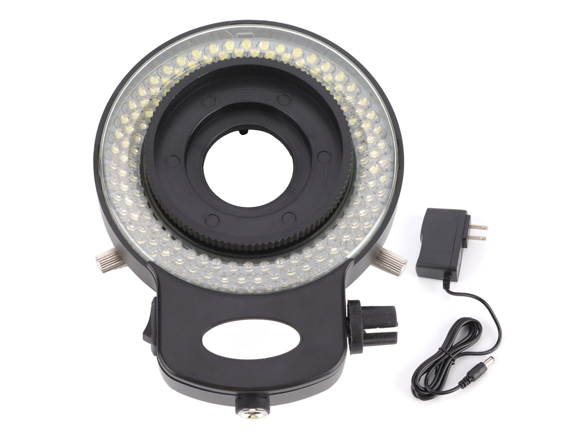 Luz Led Anel para Microscópio Industrial 144led Ajustável com Capa Preta