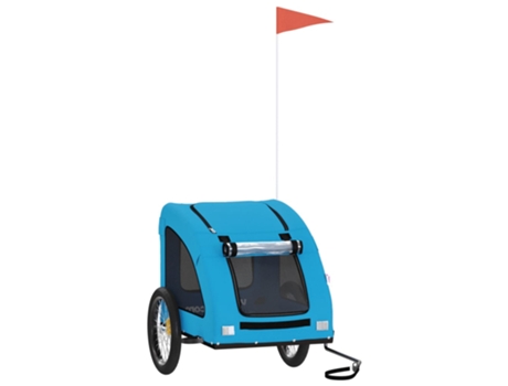 vidaXL Remolque de bicicleta mascotas hierro tela Oxford azul