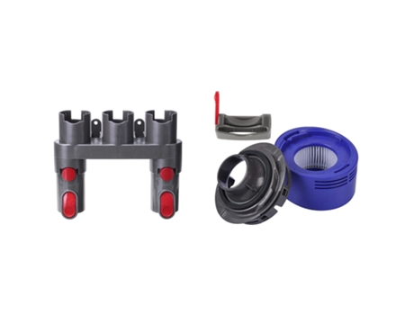 Soporte y adaptadores de 2 piezas con filtro posterior y botón de encendido de bloqueo de cubierta de Motor para aspiradora Dyson V6 V7 V8 V11 V10