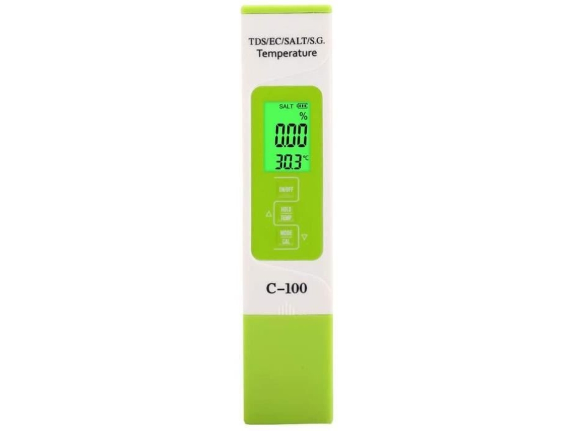 C-100 5 en 1 salinidad Tds Ec probador de agua de mar Detector de calidad del agua multifuncional pluma de prueba con llave trasera A44