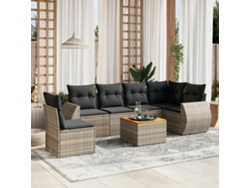 Conjunto de sofás de jardín de 7 piezas DKD Home Decor con cojines de mimbre gris