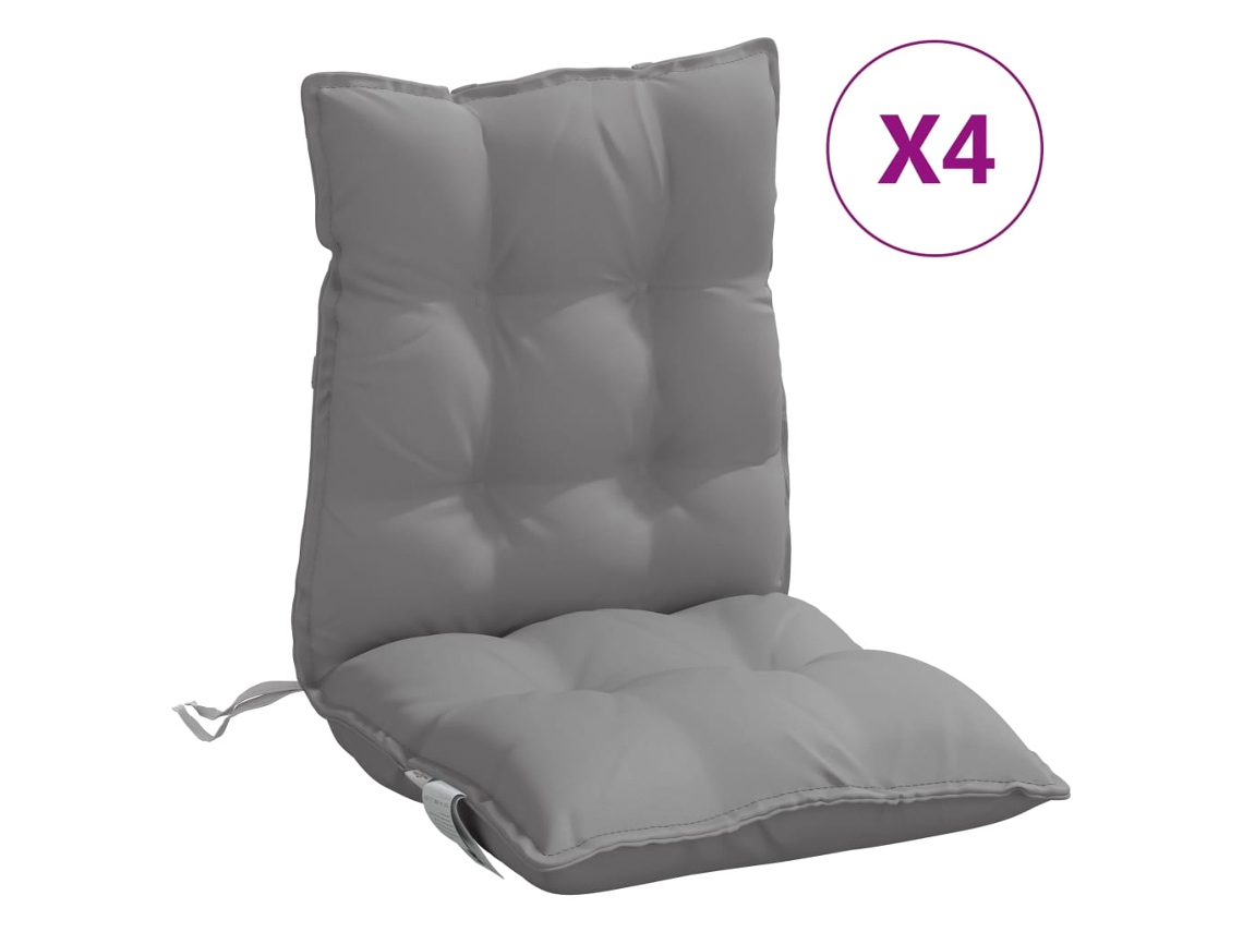 Conjunto 4 Cojines para silla con respaldo bajo VIDAXL tela Oxford gris