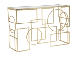 Consola Marie Con Estructura De Metal Dorado Y Tablero De Cristal Espejado, 120x41x81 Cm - Muebles De Lujo Con Estilo Glamuroso