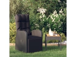 Silla de jardín reclinable DKD Home Decor con cojín de mimbre negro