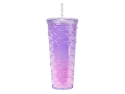Vaso reutilizable de 24 oz con tapa de vidrio de plástico y pajita para bebidas frías NEVEANCE