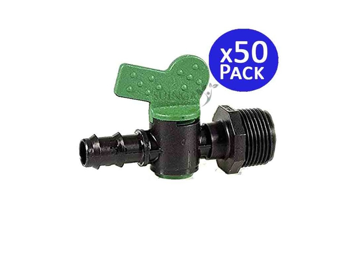 Llave de Paso Riego Por Goteo 16Mm X 1/2 Pack 50 SUINGA