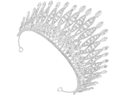 Tiara Nupcial Plateada Con Brillantes Diamantes De Imitación, Corona Ligera Y Cómoda Para Bodas Y Graduaciones.