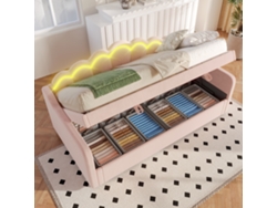 Sofá Cama Rosa De 90x200 Cm, Con Iluminación Led Y Almacenamiento Hidráulico, Ideal Para Jóvenes.