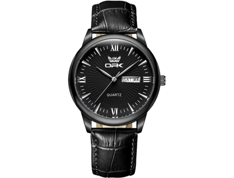 VEANXIN Relojes de pulsera impermeables de cuero para hombre con fecha de semana-marrón oscuro
