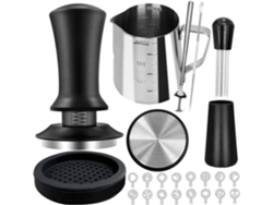 Juego de 22 prensadores de café Chrui con prensador de 51 mm, herramienta WDT, jarra para espumar y 16 plantillas de café (350 ml)