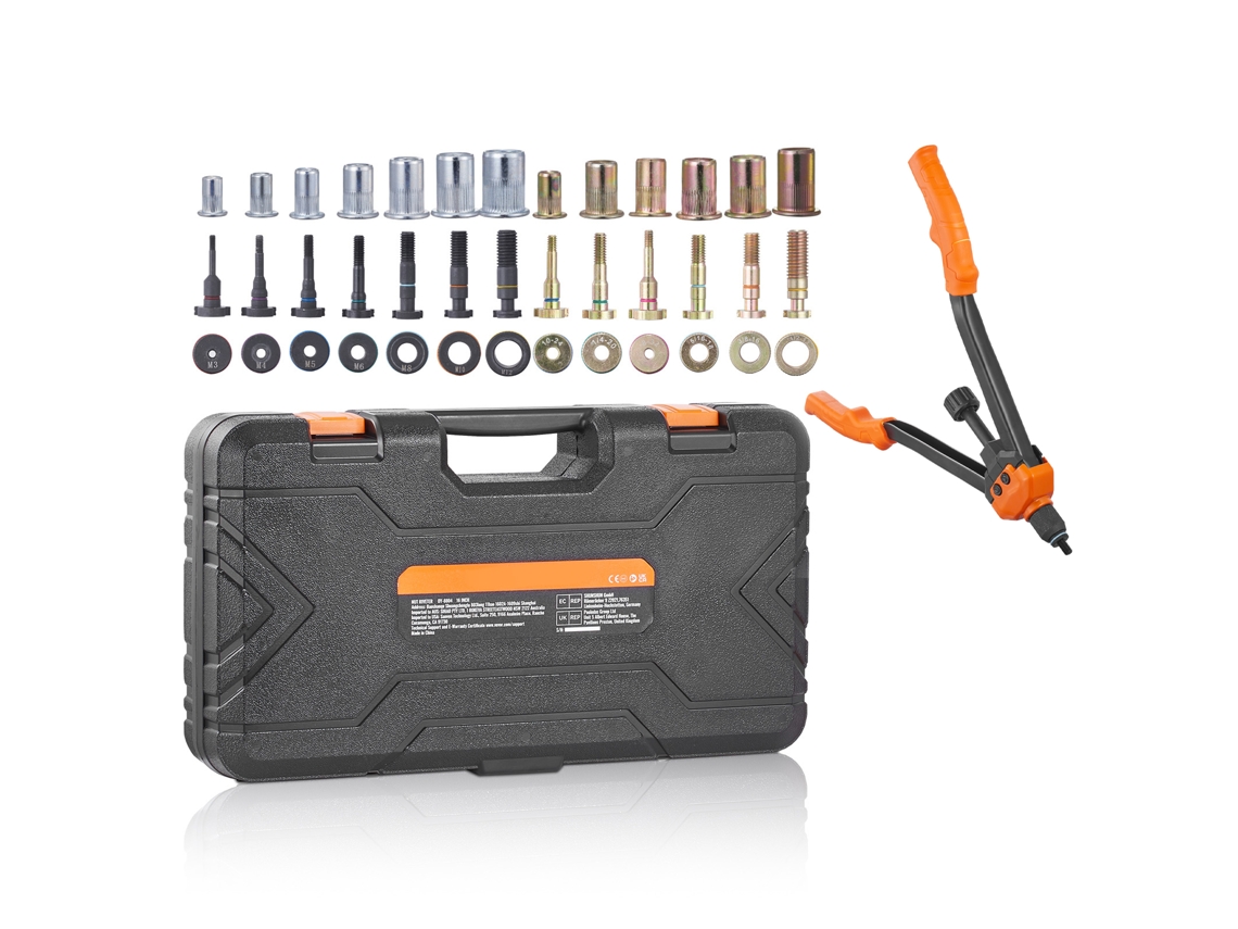 Kit de herramientas para tuercas remachables Succebuy de 16 pulgadas con 13 mandriles y 186 tuercas remachables