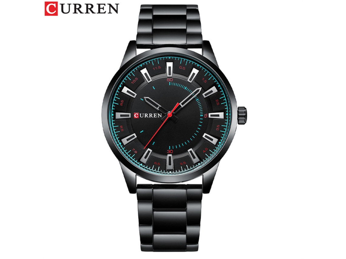 Reloj Casual Para Hombre (negro Y Verde), Resistente Al Agua, Con Correa De Acero Y Esfera Grande.