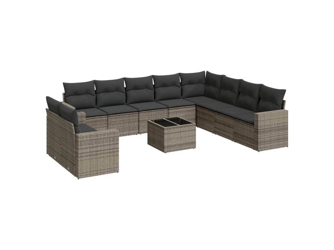 Maison Exclusive - Set De Sofás De Jardín 11 Pzas Y Cojines Ratán Sintético Gris