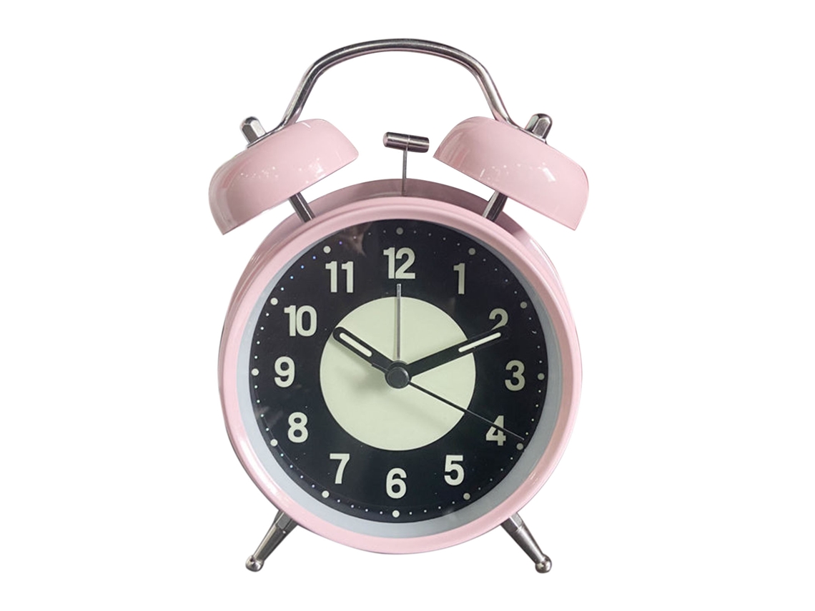 Despertador analógico Baok silencioso y luminoso, pequeño, con cargador USB, ideal para viajes, niños y estudiantes - Rosa