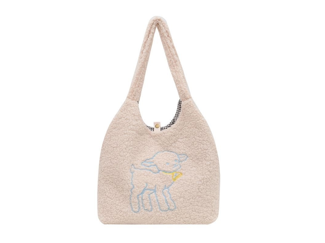Bolso bandolera de tela con forro de piel de cordero, estilo casual | S/BRAND