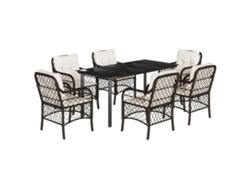 Maison Exclusive - Set Comedor De Jardín 7 Pzas Con Cojines Ratán Sintético Marrón