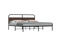 Estructura De Cama Sin Colchón Metal Roble Marrón 183x213 Cm