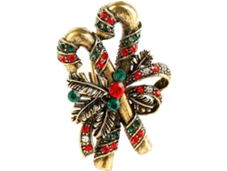 Broche De Bastón Navideño Con Diamantes Y Dulces Para Mujer. Broche De Moda.