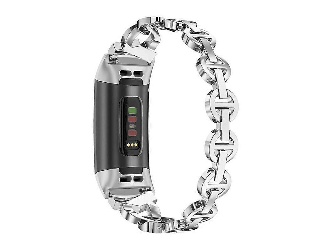 Correa de repuesto para reloj inteligente Fitbit Charge 3/4 con elegante decoración de diamantes de imitación de metal Ly Ebike