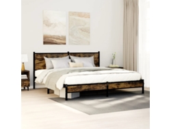 Estructura De Cama Sin Colchón Metal Roble Ahumado 180x200 Cm