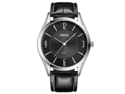 Relógio De Casal Nary Impermeável Dial Duplo Círculo Pulseira De Couro Pu (preto Homem)