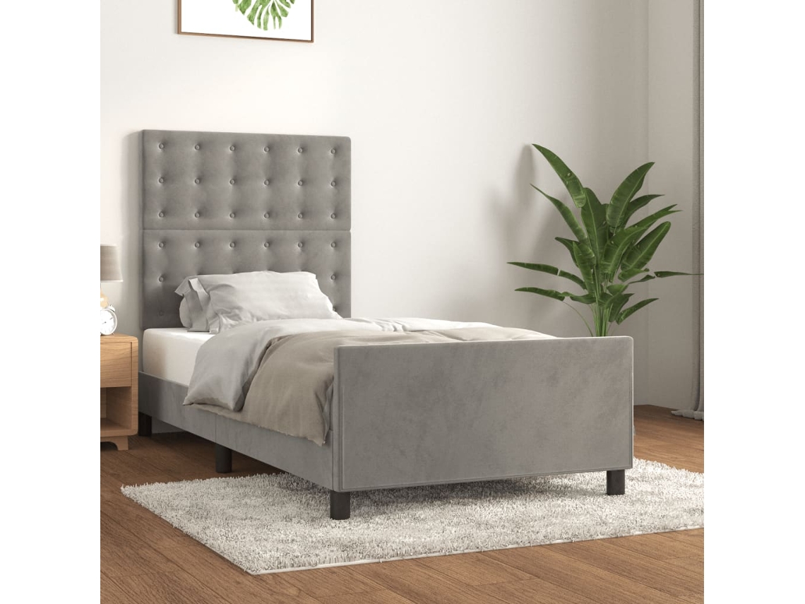 Estructura De Cama Sin Colchón Terciopelo Gris Claro 80x200 Cm