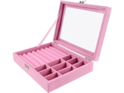 Joyero Acrílico Compartimentos Fácil Abrir Portátil Guardar Collares Anillos Tocador Rosa Tapa