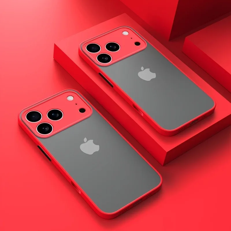 (iphone 15 Pro Max Rojo) Funda Transparente Tipo Armadura Para Iphone Con Marco A Prueba De Golpes.