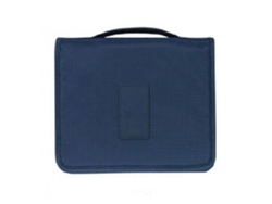 Neceser Plegable Azul Marino Con Gancho Para Viajes Y Maquillaje, 24 X 18,5 X 9,5 Cm.