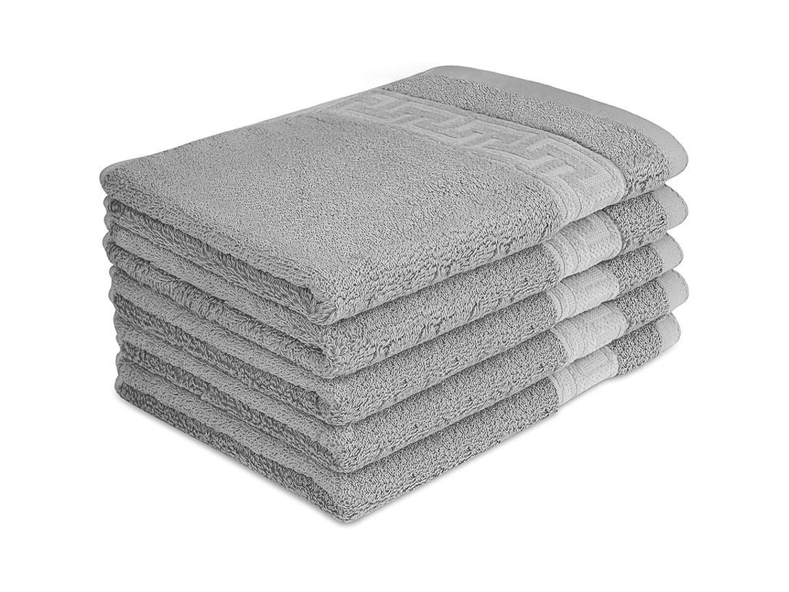 Toallas De Mano De Algodón Absorbentes Y Suaves De Primera Calidad, 34x74 Cm, Para Spas De Hotel - 5 Unidades, Color Gris.