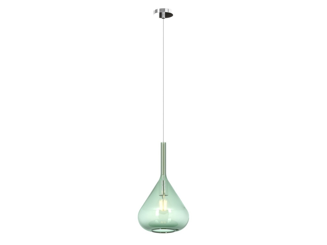 Lámpara colgante moderna Kona, 1 luz, cristal verde, casquillo E27, regulable hasta 250 cm, diámetro 20 cm, luz superior