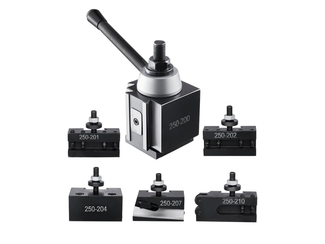Portaherramientas de cambio rápido para torno, 6 piezas, compatible con 254-381 mm, acero reforzado, Tekmaquinas