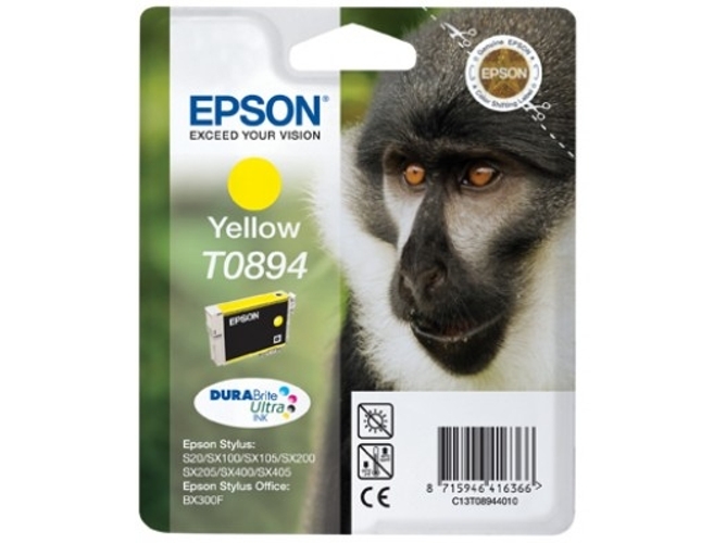 Cartucho de tinta original EPSON T0894, Mono 3,5 ml , Amarillo, C13T08944011