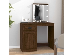 Tocador | Mesa De Vestidor Con Led Madera Contrachapada Marrón Roble 90x50x132,5cm