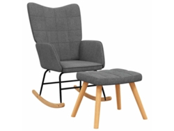Maison Exclusive - Silla Mecedora Con Reposapiés Tela Gris Oscuro