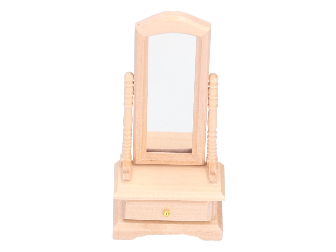 Rebe-espejo De Tocador Para Casita De Muñecas 1:12 Con Cajón, Mueble Miniatura Decorativo, Accesorio Burlywood