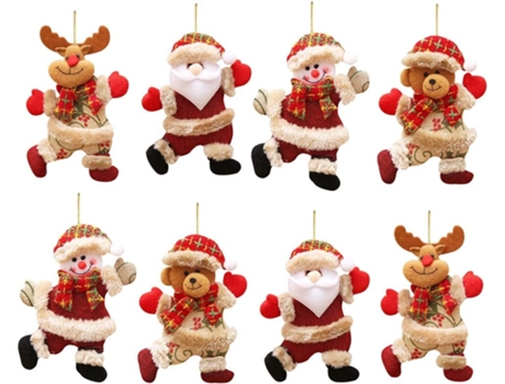 8 Piezas Adornos de Navidad Decoraciones Papá Noel Muñeco de nieve Reno Oso Muñeca Decoración de árbol de Navidad