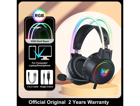 ONIKUMA K9 Pink Cat Ear Auriculares con RGB LED Light Flexible Mic Gaming Headset 7.1 Surround Computer Earphones para PC Gamer