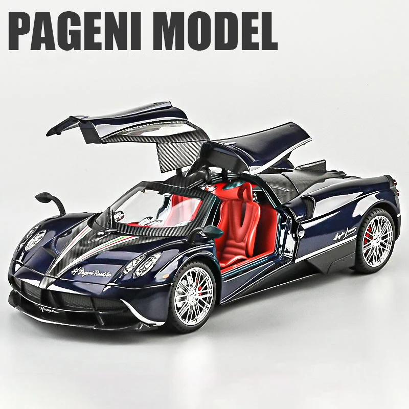 (azul) Coche De Juguete Modelo Supercar De Aleación A Escala 1:18, De Metal Fundido A Presión, Con Sonido Y Luz.
