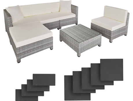 Conjunto de Jardín TECTAKE (Gris Claro - Poli Ratán - 64x72x64 cm)