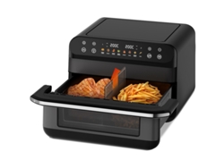 Freidora sin aceite ADORMII Dualcook Pro de 10 L – Negra, función doble/individual, dos cestas con control independiente, sistema de aire 3D, 8 modos, -90 % de grasa