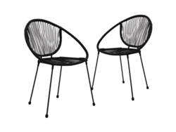2 sillas de jardín de mimbre de PVC negro Dkd Home Decor