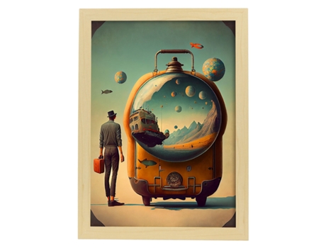 NACNIC Poster Maleta En Estilo Surrealismo Cinematográfico Ilustraciones Y Grabados De Historieta Abstracta Y Artística A4 Marcos Madera