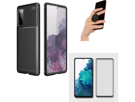 Carcasa, Protector y Popsocket Samsung S20 FE Rugged Carbon Negro