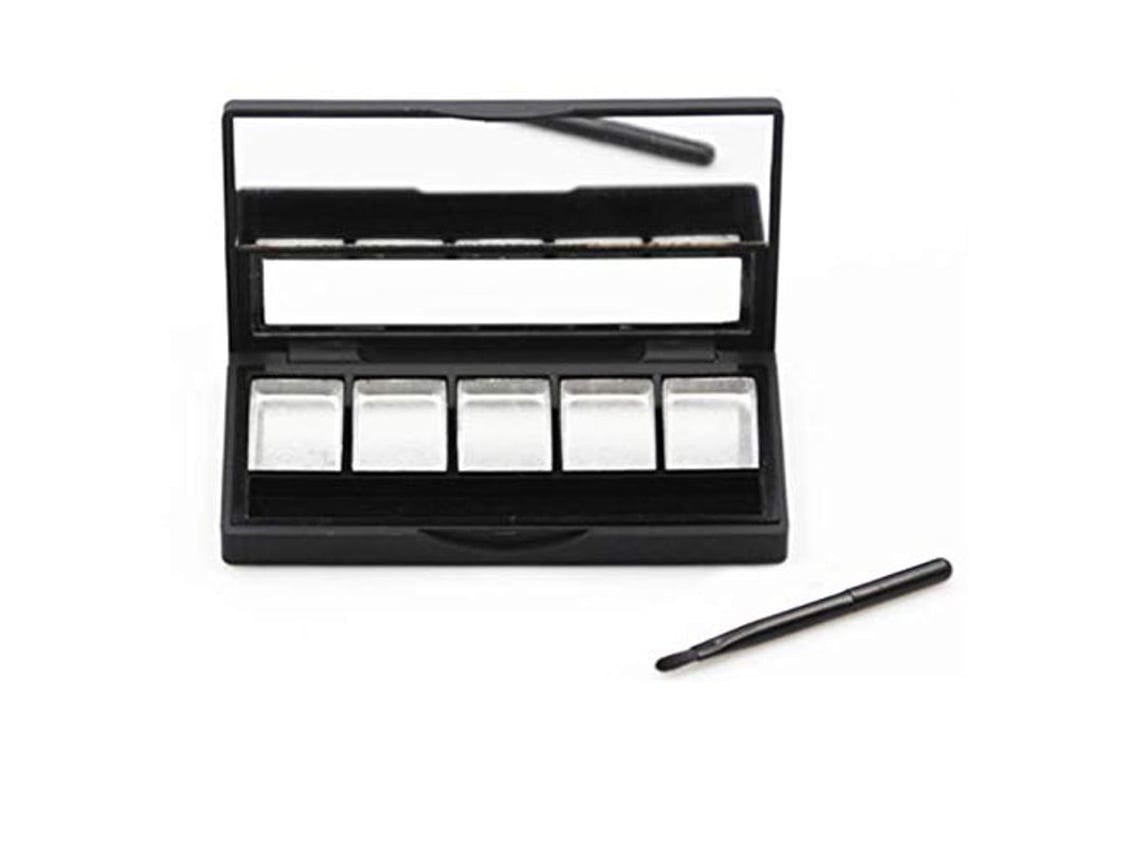 Bandeja Vacía Para Sombras De Ojos Con 5 Recipientes De Aluminio Y Espejo Para Manualidades.