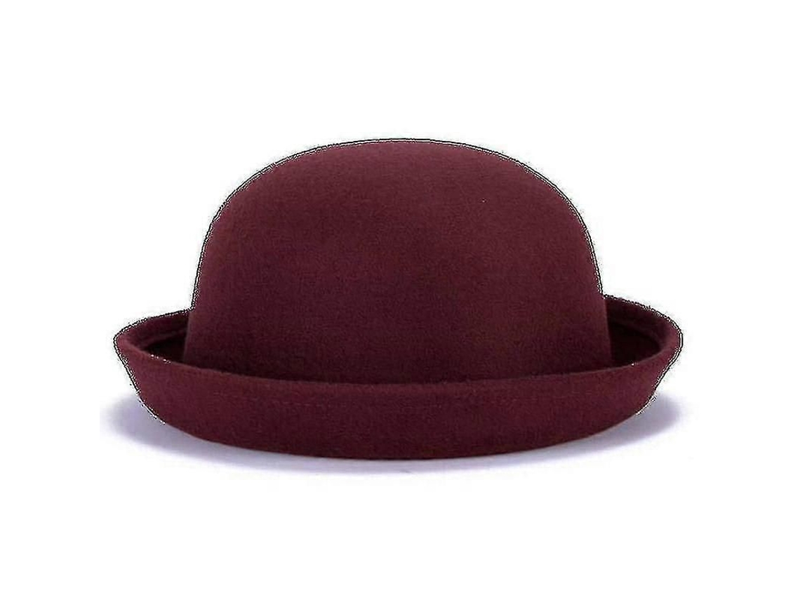 Sombrero Bowler Derby De Lana Felt Para Mujer Tendencia Rojo Vino 54cm 54 Cm Rojo Vino