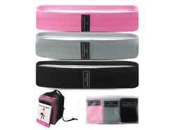 2026-3pcs Cintas De Resistencia De Tela Para Yoga, Antideslizantes, Para Squat Y Glúteos, Rosa Gris Negro
