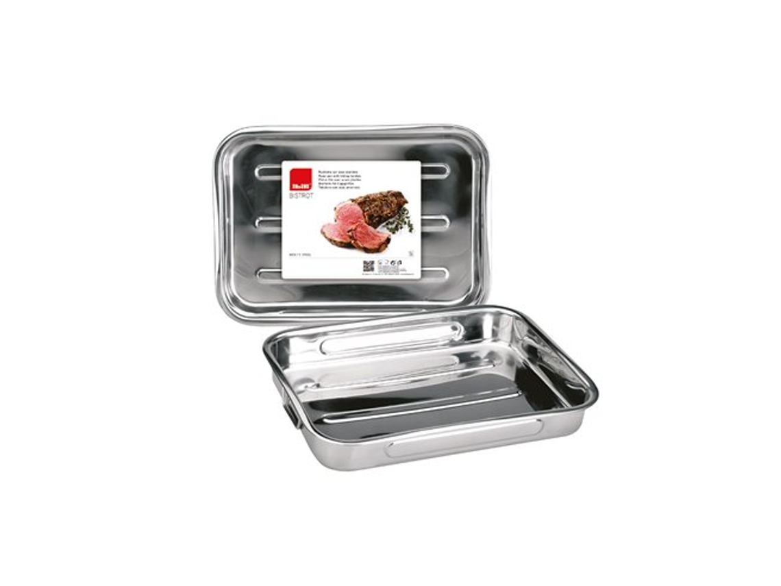Rustidera Con Asas Metálicas Abatibles Fabricada En Acero Inoxidable 43x31x7cm (7,4l De Capacidad)